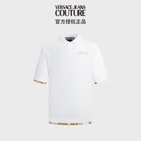 范思哲Versace Jeans Couture男装24春夏男士印花拼接POLO衫 白色 XL
