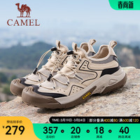 骆驼（CAMEL）2024夏季新款户外徒步鞋时尚拼接软弹透气舒适休闲鞋 G14M342685  棕黑色