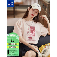 唐狮 TONLION前胸兔子印花短袖T恤TB 雾霾粉 L