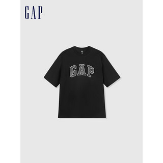 Gap 盖璞 男女装2024夏季纯棉字母logo圆领短袖T恤百搭上衣892185 黑色 165/88A(S)亚洲尺码