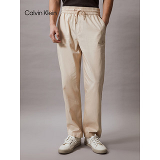 Calvin Klein Jeans24春夏男士简约刺绣抽绳腰纯棉直筒休闲长裤J325560 ACI-浅卡其 M