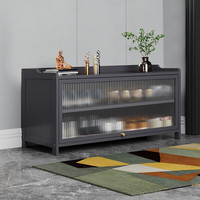 竹喻 防尘收纳柜鞋柜多用储物柜家用大容量整理箱大号鞋架收纳架储物柜 翻门宁静灰-3层82长 组装