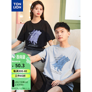 唐狮 TONLION2024夏季印花圆领短袖T恤 女款/黑色 XXL