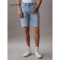 Calvin Klein Jeans24春夏男士经典标牌水洗微弹休闲牛仔短裤J325421 1AA-牛仔浅蓝 34