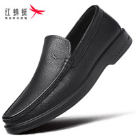 红蜻蜓 RED DRAGONFLY牛皮男鞋套脚皮鞋男商务休闲鞋男品牌乐福鞋男 WLA240081 黑色43