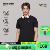 诺诗兰24春夏男女翻领短袖通勤户外防晒抑菌百搭polo衫NTSEH5327E 纯黑色-男 180/XL