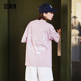 森马（Semir）短袖T恤男2024夏季中性风漫画印花上衣小众设计感装 粉红A61332 170/88A/M