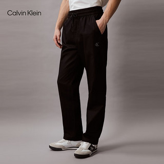 Calvin Klein Jeans24春夏男士简约刺绣抽绳腰纯棉直筒休闲长裤J325560 BEH-太空黑 L