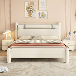 沐眠 法式奶油风极简实木床软靠1.8米2米主卧大床C-309 1.5米