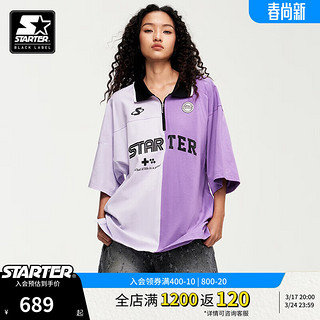 STARTER| 2024POLO衫复古球衣运动风短袖潮流宽松数字印花夏季T恤 紫色 S 165/84A