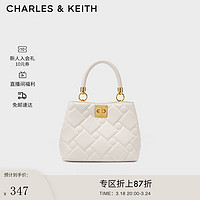 CHARLES & KEITH CHARLES&KEITH;复古菱格凯莉包手提包单肩包包女包女士CK2-50782081 Cream奶白色 S