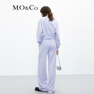 MO&Co.半拉链高领宽松短款卫衣美式复古运动上衣女 裸紫色 S/160