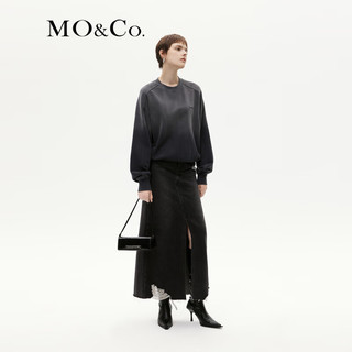 MO&Co.2023冬渐变色磨白插肩袖宽松休闲卫衣美式风MBC4SWST04 钢灰色 S/160