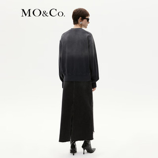 MO&Co.2023冬渐变色磨白插肩袖宽松休闲卫衣美式风MBC4SWST04 钢灰色 S/160
