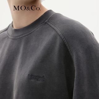 MO&Co.2023冬渐变色磨白插肩袖宽松休闲卫衣美式风MBC4SWST04 钢灰色 S/160