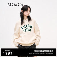 MO&Co.【美拉德】 HOT STUFF小恶魔棉质连帽卫衣元气风短款卫衣女 米驼色-第2批 M/165