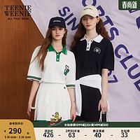 Teenie Weenie小熊夏季学院风基础款撞色Polo短袖T恤女 白色 170/L