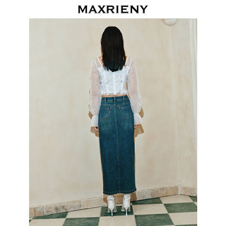 MAXRIENY【英式雅皮士-】复古浪漫网纱蕾丝雪纺衫女上衣 拼花 02/36/M