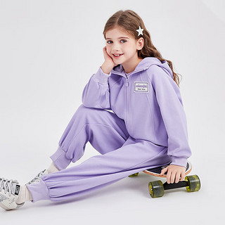 笛莎童装女童舒适透气套装2024春季中大童多巴胺休闲运动风两件套 紫色 160