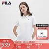 FILA 斐乐女子针织短袖POLO衫2024夏季休闲基础简约上衣 标准白-WT 160/80A/S