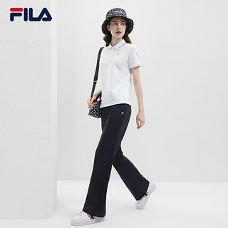 FILA 斐乐女子针织短袖POLO衫2024夏季休闲基础简约上衣 标准白-WT 160/80A/S