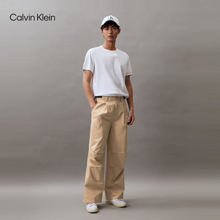 Calvin Klein Jeans24春夏男士街头潮流打褶宽松阔腿工装休闲裤J325357 PF2-卡其 30