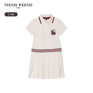 Teenie Weenie Kids小熊童装24春夏女童学院风翻领百褶连衣裙 象牙白 160cm