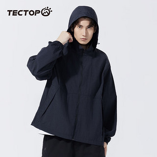 探拓（TECTOP）轻薄透气皮肤衣男户外夏季遮阳宽松外套 深藏青 XL