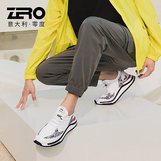 零度Zero男鞋2024夏季网面舒适透气凉爽飞织鞋户外日常百搭休闲鞋 白色 43