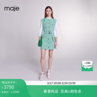 Maje2024春夏女装时尚绿色假两件花呢连衣裙短裙MFPRO03472 绿色 T34
