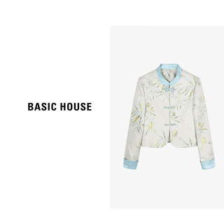 Basic House/百家好新中式温柔气质珍珠盘扣小香风外套女春季2024国潮风 蓝色 M80-105斤