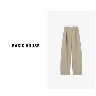 Basic House/百家好高腰时尚休闲宽松纯色款长裤女春季2024 黑色 L120-130斤