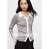 百家好（Basic House）绵羊毛撞色针织女2024春季新款时尚设计感针织衫 