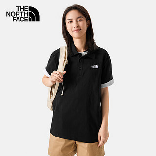 北面 短袖Polo男户外舒适透气短袖T恤上新5B46 黑色/JK3 L