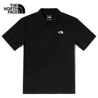 北面 短袖Polo男户外舒适透气短袖T恤上新5B46 黑色/JK3 L
