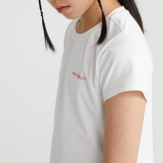 moodytiger 女童短袖T恤夏季轻薄款纯色百搭休闲速干T恤上衣 云朵白 165cm