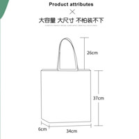 青妮美 新款拉链通勤手提袋帆布包布袋小布袋上课上班单肩大容量包包女包