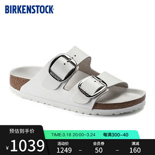 BIRKENSTOCK勃肯软木拖鞋女款时尚大巴扣凉拖Arizona Big Buckle系列 白色窄版1016826 39