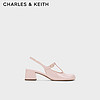 CHARLES&KEITH24春季圆头漆皮粗跟玛丽珍鞋CK1-60280424 Light Pink浅粉色 37