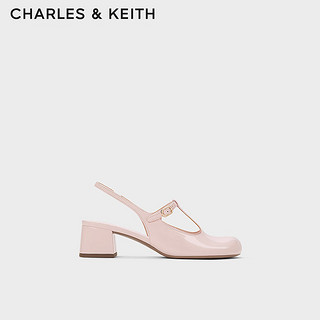 CHARLES&KEITH24春季圆头漆皮粗跟玛丽珍鞋CK1-60280424 Light Pink浅粉色 37