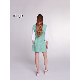Maje2024春夏女装时尚绿色假两件花呢连衣裙短裙MFPRO03472 绿色 T36
