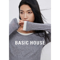 百家好（Basic House）假两件莱赛尔T恤圆领薄款修身打底衫2024春季 灰色 M