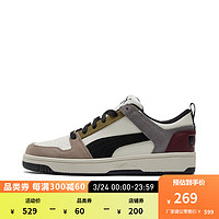 PUMA 彪马 官方 新款男女同款经典休闲复古板鞋 REBOUND 370539 米白色-黑色-紫红色-07 38