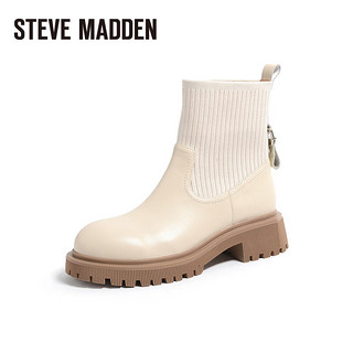 STEVE MADDEN/思美登套筒牛皮面时装短靴女 DIODATI2 米白色 39