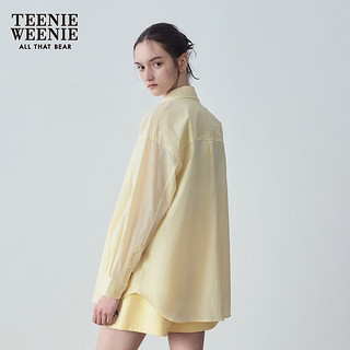 Teenie Weenie小熊2024夏装学院风宽松休闲长袖衬衫白色衬衣女 黄色 155/XS