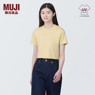 无印良品（MUJI） 女式 防紫外线凉感 短款 短袖T恤  上衣打底衫女款内搭夏季 黄色 L 165/88A