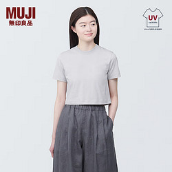 MUJI 無印良品 无印良品（MUJI） 女式 防紫外线凉感 短款 短袖T恤  上衣打底衫女款内搭夏季 浅灰色 XL 165/92A