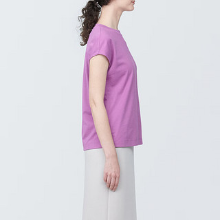 无印良品（MUJI）女式 天竺织 法国袖T恤 短袖上衣打底衫内搭早春 BB2Q2A4S 粉红色 XXL (170/96A)