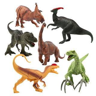 爸爸妈妈 儿童恐龙玩具软胶恐龙模型恐龙世界侏罗纪霸王龙6只套装宝宝动物仿真模型玩具大号男孩3-6岁礼物