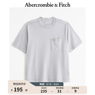 ABERCROMBIE & FITCH男装女装装 24春夏时尚潮流圆领短袖T恤 358797-1 浅灰色 背面无图案 S (175/92A)